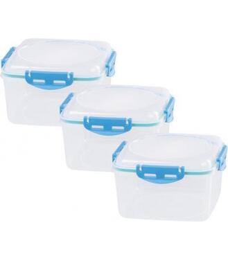 Dóza MagicHome Lunchbox, štvorcová, Clip, sada 3 ks, 1,2 lit., 17x17x12,6 cm